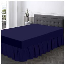 Gaveno Cavailia Super Soft Plain Dyed Diamond Valance Sheet [ King - Navy ]