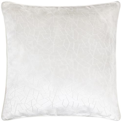 furn. Hoem Malans Cut Velvet Piped Cushion – Luxury Velvet Textured Design Soft Plain Reverse Polyester Filled (Milk – 45 x 45 cm)