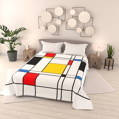 SD66 Summer Quilt 100 g Dream of Author Made in Italy, Digital Print Quilted Bedspread 100% Polyester Microfibre, Double Bed Blanket 260 x 270 cm