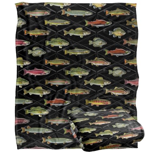 Jq Licensing Fish Crossed Fishing Rods Pattern Silky Touch Super Soft Throw Blanket 152 X 127 Cm