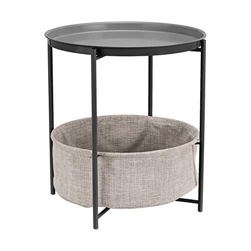 Amazon Basics Round Storage End Table, 17.7 in x 17.7 in x 18.9 in, Charcoal Gray, 44.958 cm D x 44.96 cm W x 48 cm H