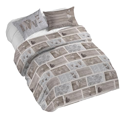 PENSIERI DELICATI Duvet Cover, Cotton, Shabby in Love Beige, Queen-Size Bed