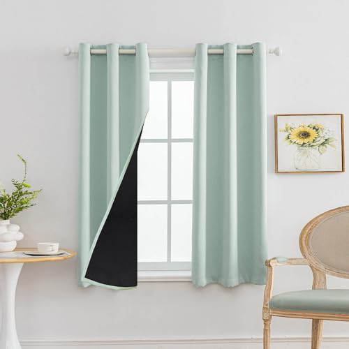 Anytime 100% Blackout Curtain Set, Thermal Insulated & Energy Efficiency Window Draperies for Guest Room, Full Shading Panels for Shift Worker and Light Sleepers???Light Blue, 2 Panels, 37W x 63L???
