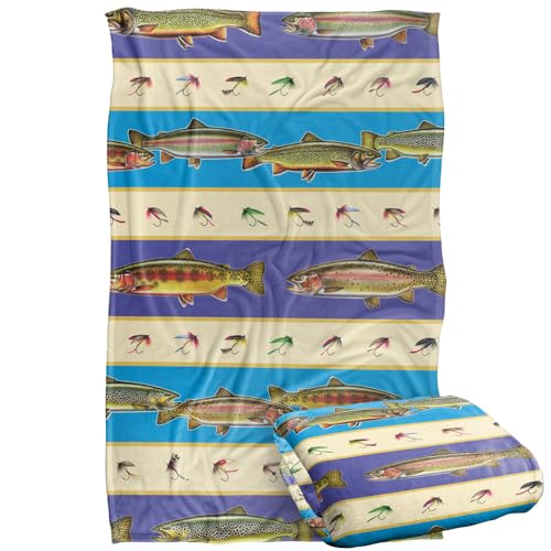 Jq Licensing Trout Fishing Lures Pattern Silky Touch Super Soft Throw Blanket 91 x 147 Cm