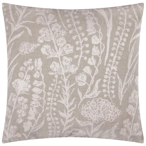 furn. Evans Lichfield Turi Cushion Cover (Aluminium - 43x43cm) - Delicate Botanical Floral Calm Country Inspired Decorative Case