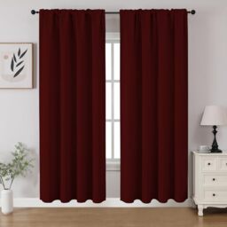 CUCRAF Maroon Red Blackout Curtains 72 inch Length 2 Panels Set, Rod Pocket Room Darkening Drapes for Bedroom Living Room, Insulated Thermal Light Blocking Window Curtain (W52 x L72 Inch)