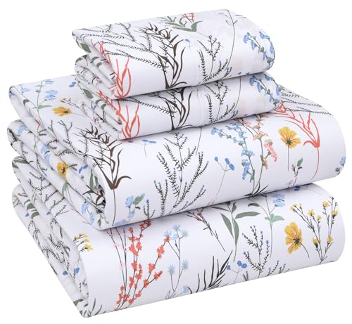 Ruvanti 100% Cotton Sheets - Crispy Cooling Percale Sheets for King Size Bed, Breathable & Durable King Sheet Set, 16 Inches Deep Pocket Bed Sheets, Aroma, 4 Pieces