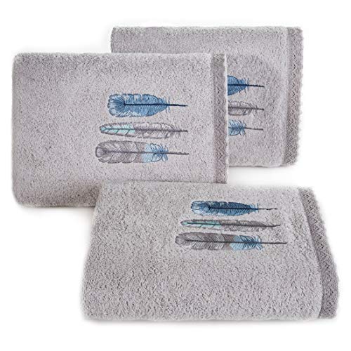 Design91 Terry Towels Hand Towel Silver Feathers Lace Cotton 50 x 90 cm Bath Towel Bath Towel Bath Towel Bathroom Sweet Soft 50 x 90 cm