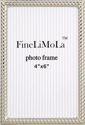 4x6'' Silver Rope Design Metal Picture Frame with Hi Quality Velvet Backing and Real Glass Front,Silver Photo Frame 6x4'' for Desktop Display Or Wall Hanging