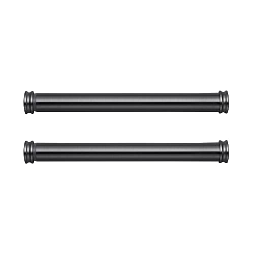"MODE Premium Collection Side Mount 1 1/8"" Diameter Curtain Rod Set of Two with Graphite End Cap Finials and Steel Wall Mounted 12” to 20” Adjustable Curtain Rods, Graphite"