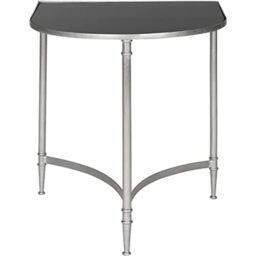 SAFAVIEH Modern Accent Table with Iron Legs, in Silver and Black, 50 X 45 X 50.8