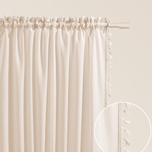 ROOM99 Lara Curtain with Ruffle Tape, 140 x 250 cm, Width x Height Sliding Curtains, Modern Curtain, Living Room, Bedroom, Light Cream, Pack of 1