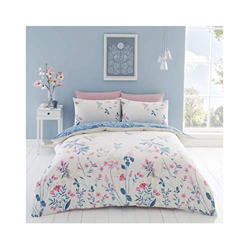 GC GAVENO CAVAILIA Polycotton Fabric Flower Bedding Sets King Size, Super Soft Reversible Floral Duvet Cover With Pillowcases, Natural