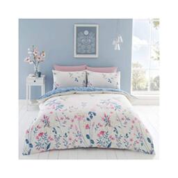 GC GAVENO CAVAILIA Polycotton Fabric Flower Bedding Sets King Size, Super Soft Reversible Floral Duvet Cover With Pillowcases, Natural