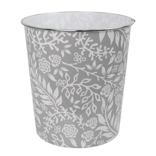 JVL Onyx Round Waste Bin 7L Decorative Bathroom Bedroom Office Grey Willow