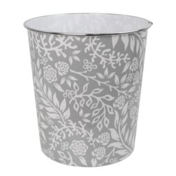 JVL Onyx Round Waste Bin 7L Decorative Bathroom Bedroom Office Grey Willow