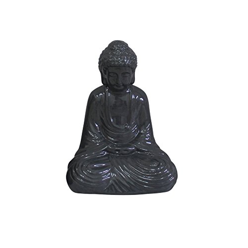 HOMEA 5DEJ1344GR Ceramic Buddha Statue 17 x 13 x 25 cm Grey