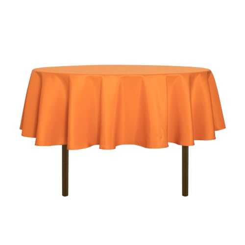 sancua Orange Round Tablecloth 60 Inch Diameter for 20-48 Inch Tables - Water Resistant Spill Proof, Washable Polyester Cloth Decorative Fabric Cover, For Dining, Halloween Parties and Camping