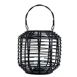 Premier housewares/Black Candle Holder/Tea light Candle Holders/Tea Light Candle Holders For Home/Round Tealight Holders/Rattan Candlestick Holders / W42 x D42 x H41cm