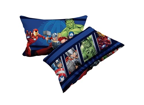 hermet Avengers Set of 2 Cotton Pillow Cases, Pair of Pillow Cases for Beds, 2 Pieces, 100% Cotton, 50 x 80 cm, Envelope Closure