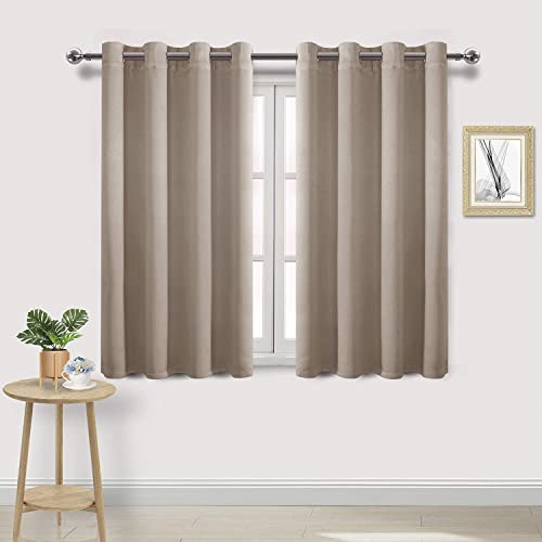 DWCN Curtains 54 Inches Long, Thermal Blackout for Short Drapes for Small Windows, Room Darkening Panels for Bedroom, W42 x L54 Inches Long, Set of 2, Camel