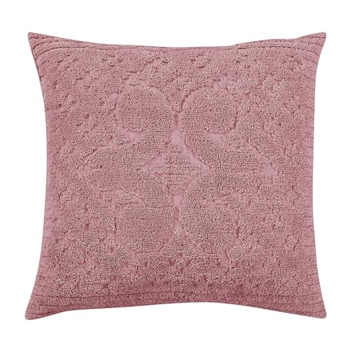 Better Trends Pink Euro Sham 100% Cotton Chenille Bedspread Sham, Soft and Cozy Tufted Tumble Dry (26x26 Euro Sham) Ashton Collection