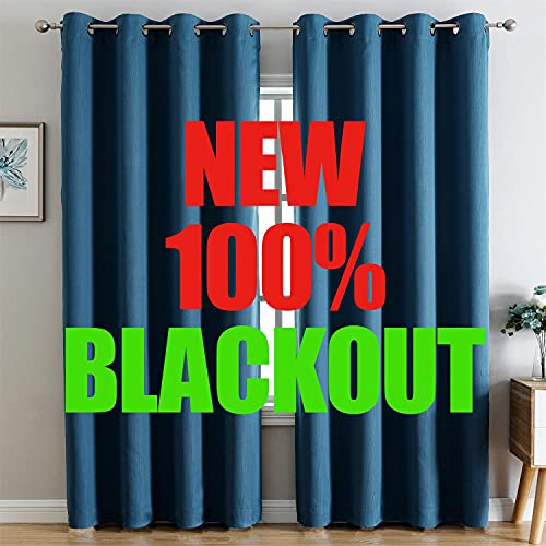 G2000 100% Blackout Curtains for Bedroom & Living Room - 84 Inch Peacock Blue Grommet Curtains with Thermal Lining, Light Blocking, Noise Reducing, 2 Panels