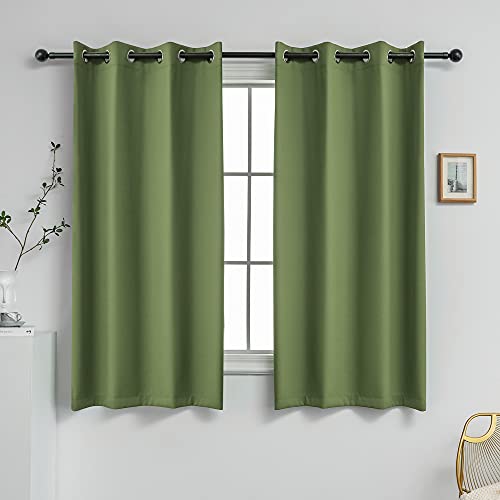 YGO Sage Green Blackout Curtains for Kitchen - Room Darkening Curtain Drapes with Grommet Top (52 Inch Width x 45 Inch Length,2 Panels)