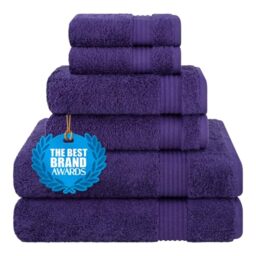 Cotton Paradise 6 Piece Towel Set, 100% Cotton Soft Absorbent Turkish Towels for Bathroom, 2 Bath Towels 2 Hand Towels 2 Washcloths, Purple Towel Set