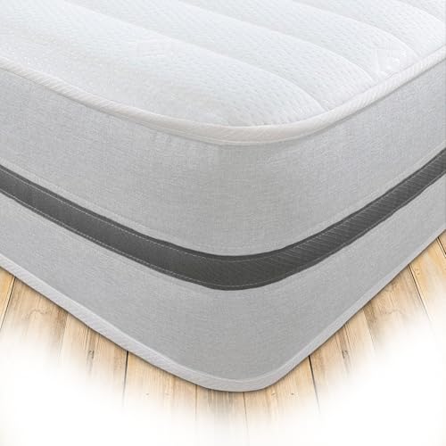 Starlight Beds Aurora Cloud, Single Pocket Sprung Memory Foam Mattress. Premium Value Single Pocket Mattress. Medium Firmness, 9 Inch Deep. (White/Grey)(3ft x 6ft3)