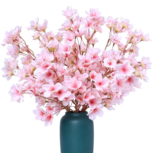 "SITUMEIZI 6PCS Cherry Blossom Branches Decor Artificial Cherry Blossom Flowers 16"" Fake Silk Flower Faux Real Touch Bouquet for Home Wedding Bedroom Japanese Garden Party Decoration(Pink)"