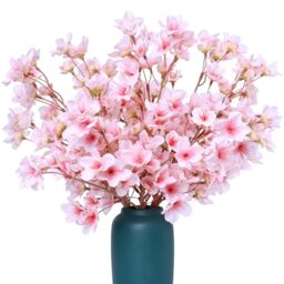 "SITUMEIZI 6PCS Cherry Blossom Branches Decor Artificial Cherry Blossom Flowers 16"" Fake Silk Flower Faux Real Touch Bouquet for Home Wedding Bedroom Japanese Garden Party Decoration(Pink)"
