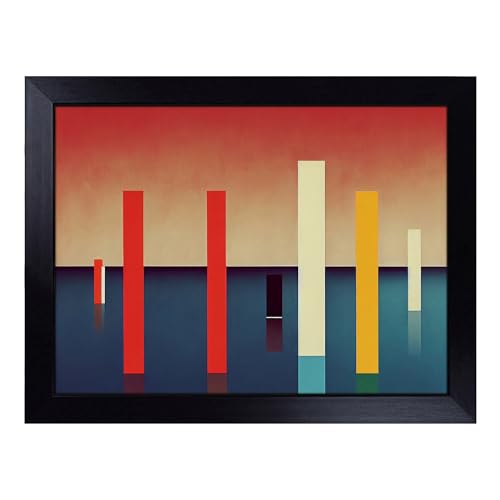 Lap Tray with Bean Bag Cushion, A Breathtaking Modern Abstract Art - Handmade in the UK, Raised Wooden Edge, Padded Cushion, Heat-Resistant Wipe-Clean Surface, for Meals, Laptops and Crafts