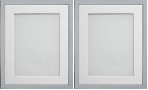 Frame Company Drayton Range Picture Photo Frame with White Mount For Image Size A4, Grey, 14 x 11-Inch (Pack of 2)