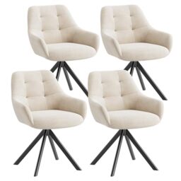 Swivel Dining Chairs Set of 4, 360?? Velvet Dining Room Chairs with Arms, Upholstered Kitchen Chairs with Metal Legs, Modern Accent Chairs for Dining Room, Living Room, Bedroom, Home Office, Beige