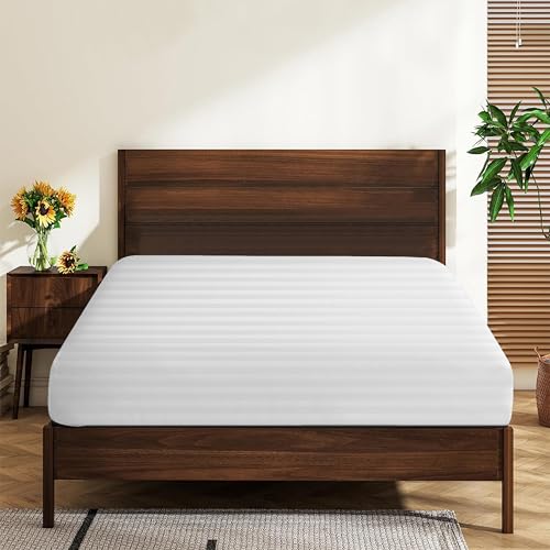 "Queen Size 100% Egyptian Cotton Fitted Sheet, 600 Thread Count 16"" Deep Pocket, Ultra-Soft Hotel Luxury, Durable, Breathable and Comfy Bottom Sheet (1 Pack Queen Fitted Sheet, White)"