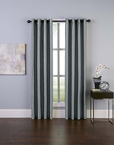 "Curtainworks Malta Faux Silk Grommet Curtain Panel, 50 by 132"", Teal"