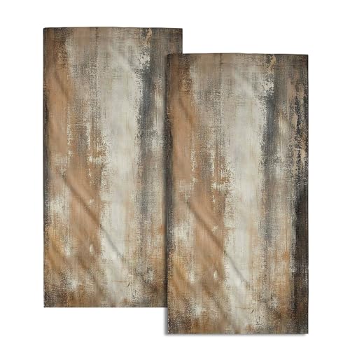 Burnt Brown and Grey Hand Towels for Bathroom Set of 2, Abstract Art Painting Modern Face Towels 28X14 inch, Quick Dry Soft Absorbent Washcloths Decorative Kitchen Dish Towels for Yoga Workout Gym