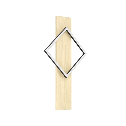 Eglo LED Indoor wall Light Boyal, Living Room lamp with Wooden Beam, Bedroom and Hallway Lighting, Light Wood and Black Metal, FSC Certified, Warm White, 56 cm