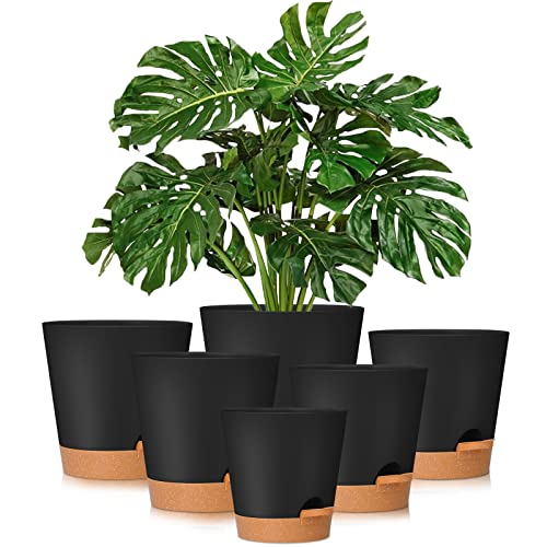GARDIFE Plant Pots 8/7/6.5/6/5.5/5 Inch Self Watering Planters with Drainage Hole, Plastic Flower Pots, Planters for All House Plants, Succulents,Snake Plant, African Violet, Flowers, and Cactus