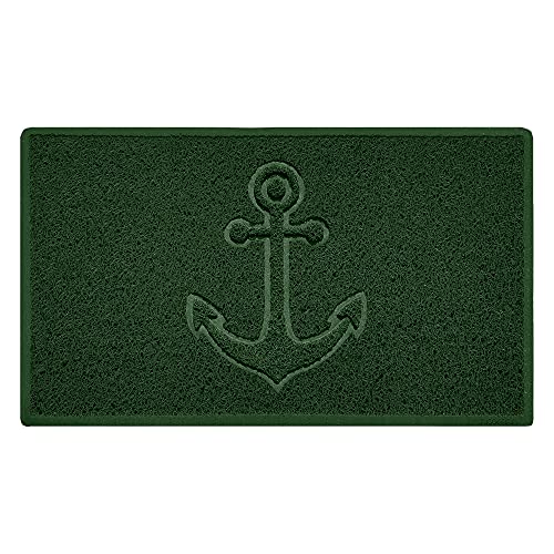 Nicoman Anchor Embossed Shape Door Mat Dirt-Trapper Washable Barrier Doormat-(Use Indoor or Sheltered Outdoor)-(75x44cm/29.5x17.3inches,Medium) Green