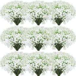 Tigeen 80 Pcs Artificial Baby Breath Flowers 20.5 Inch Fake Gypsophila Bouquets White Faux Gypsophila Flowers DIY Floral Bouquets for Arrangement Wreath Wedding Party Decor