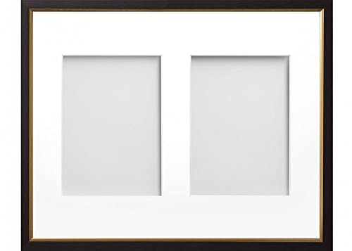 Frame Company Drayton Multi Aperture Photo Frame, Black with Gold Inset, 14x11 for 7x5 inch (x2)