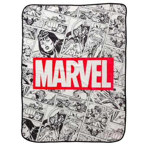 "Silver Buffalo Marvel Avengers Retro Vintage Comics Panel 45"" x 60"" Fleece Throw, Soft and Cozy Blanket, 250 GSM"