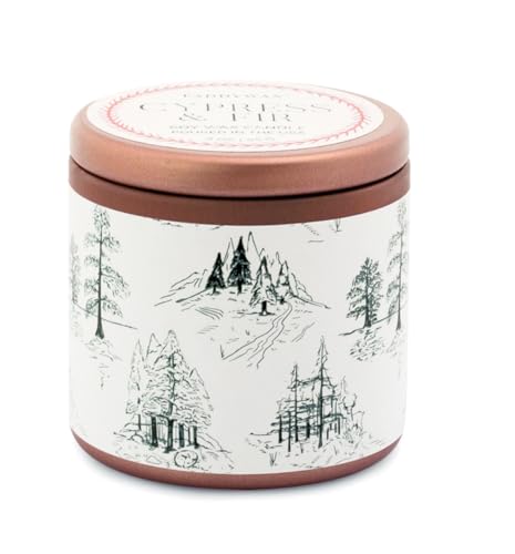 Paddywax Holiday Candles Cypress & Fir Collection Small Travel Tin Scented Candle, 85g, Green Toile Pattern