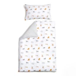 Clair de Lune Jungle Dream Reversible Cot Bed Duvet Cover and Pillowcase Set 120 x 150 cm , White/Grey