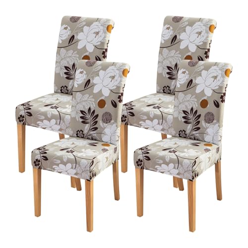 FORCHEER Dining Chair Cover for Dining Room Set 4 Pack Printed Seat Slipcovers for Office Computer Chairs Protector Wedding Banquets Party