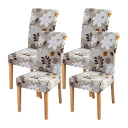 FORCHEER Dining Chair Cover for Dining Room Set 4 Pack Printed Seat Slipcovers for Office Computer Chairs Protector Wedding Banquets Party