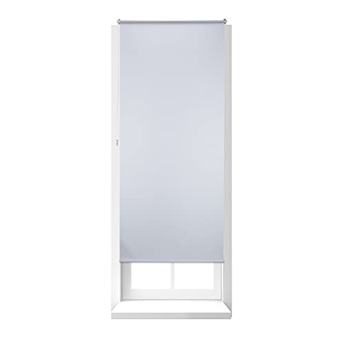 Relaxdays Thermal Blackout Blinds, Heat Protection, Side-Pull Roller Shades, No Drilling, 90x210cm, White