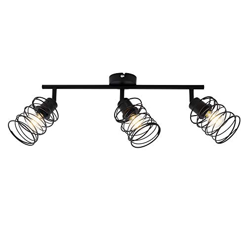 BRILONER Leuchten - Spotlight, 3 lamp Ceiling Spotlight, Retro Ceiling lamp, Vintage, Adjustable Swivel-Mounted Spotlight, Black Steel, 3 x E14, max. 40 Watts, Metal, Black